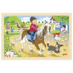 Einlegepuzzle Ponyhof Holz 24 Teile (goki)