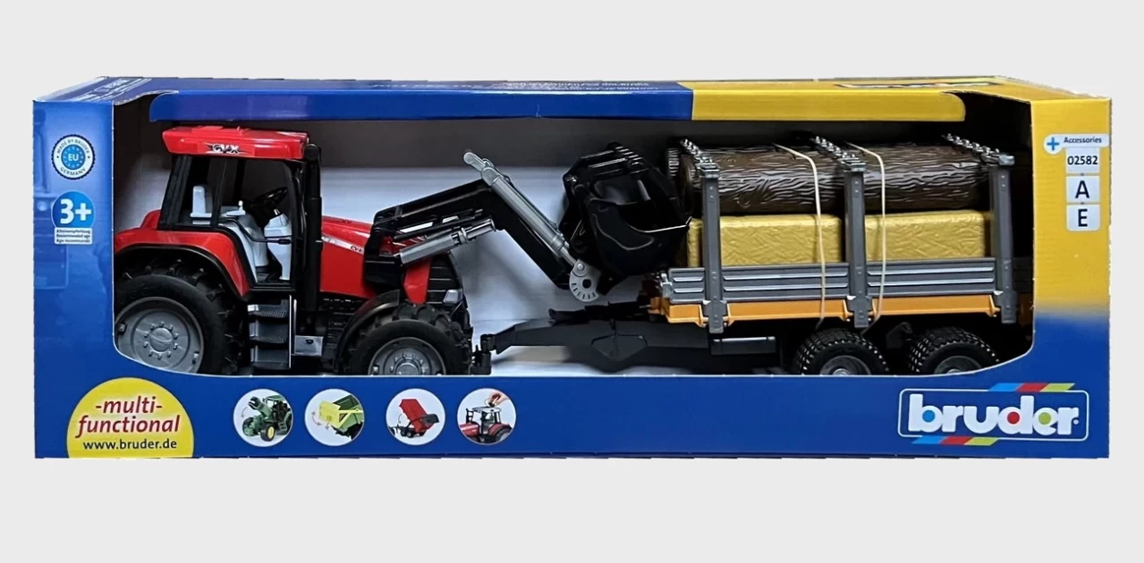 BRUDER 00954 - Case CVX 170 Mit Frontlader Und Holzanhänger