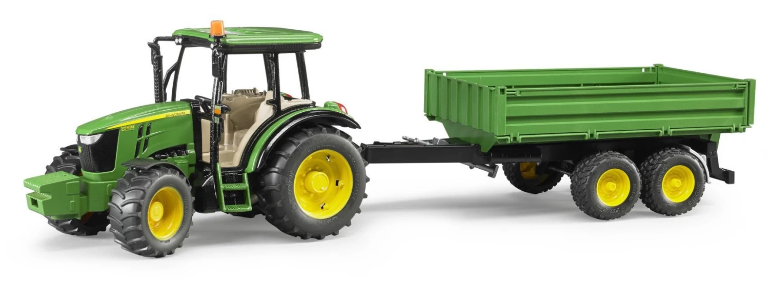 BRUDER 02108 - John Deere 5115M Mit Bordwandanhänger