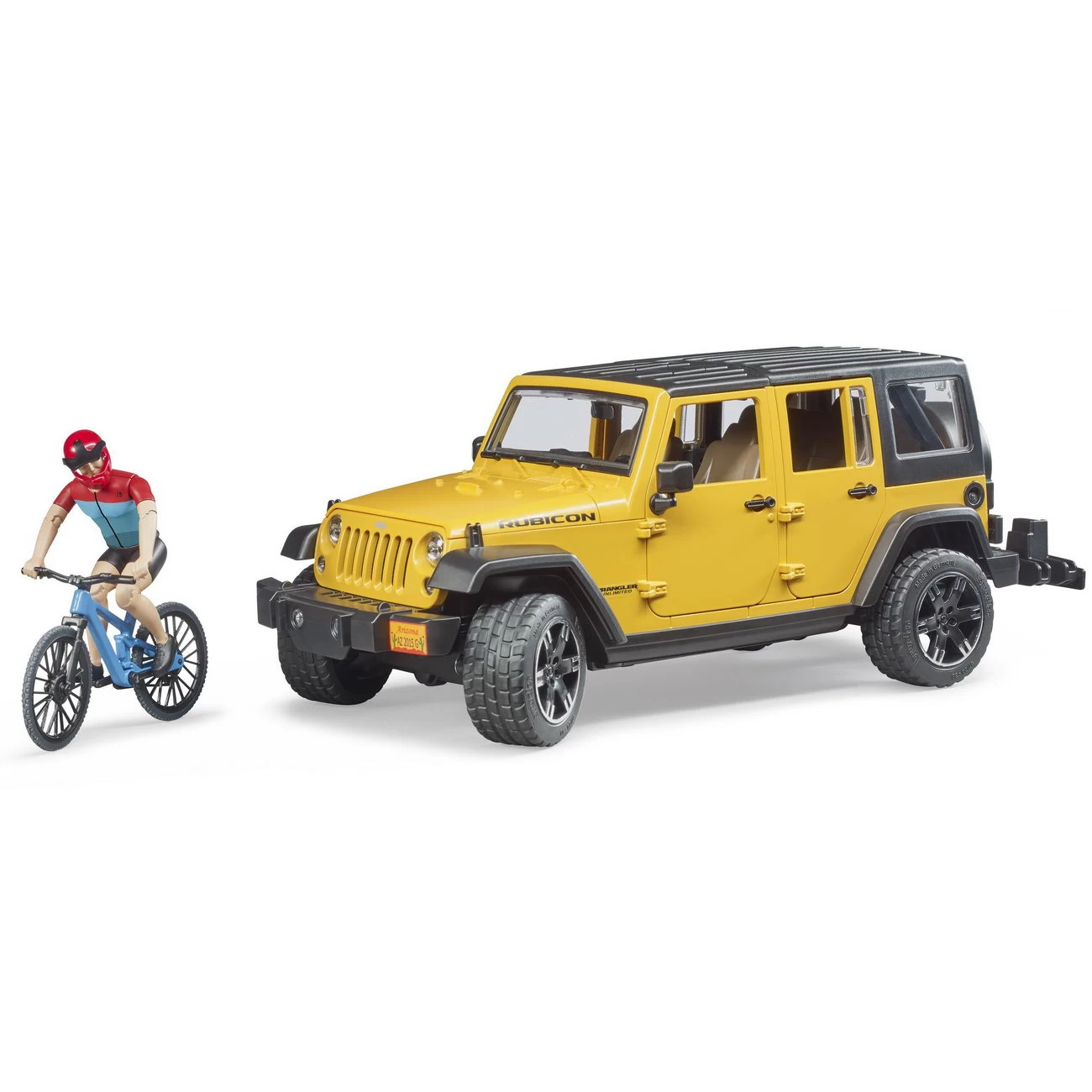BRUDER 02543 - JEEP Wrangler Rubicon Mit Mountainbike Radfahrer