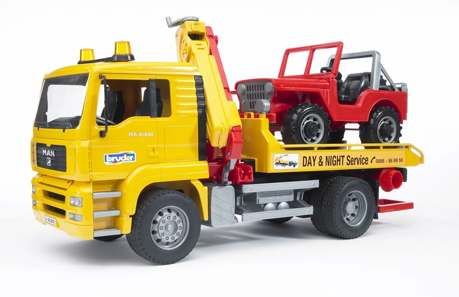 BRUDER 02750 - MAN TGA Abschlepp-LKW Mit Geländewagen