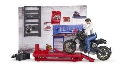 Bworld 62101 - Motorradwerkstatt Mit Figuren (Bruder)