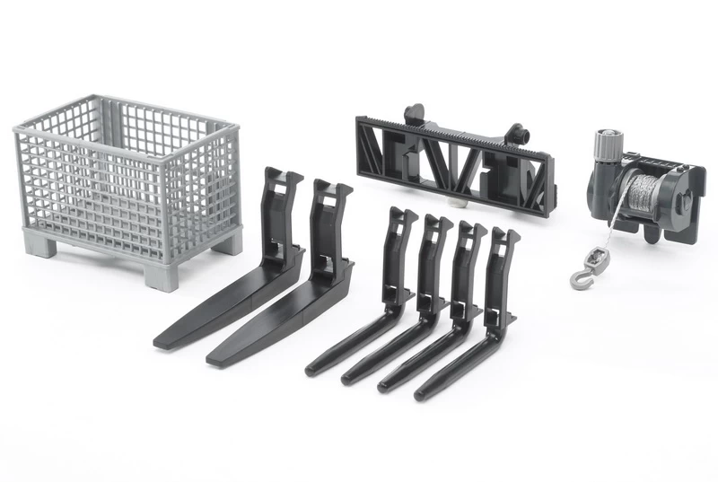 BRUDER 02318 - Gitterpalette Seilwinde Frontladergabeln