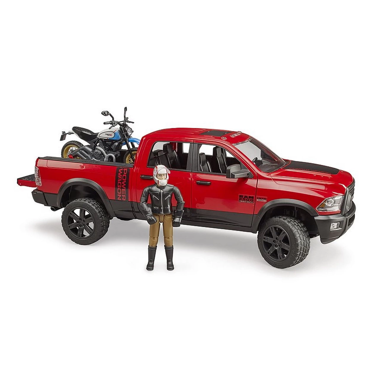 BRUDER 02502 - RAM 2500 Power Wagon Mit Ducati Motorrad Und Fahrer