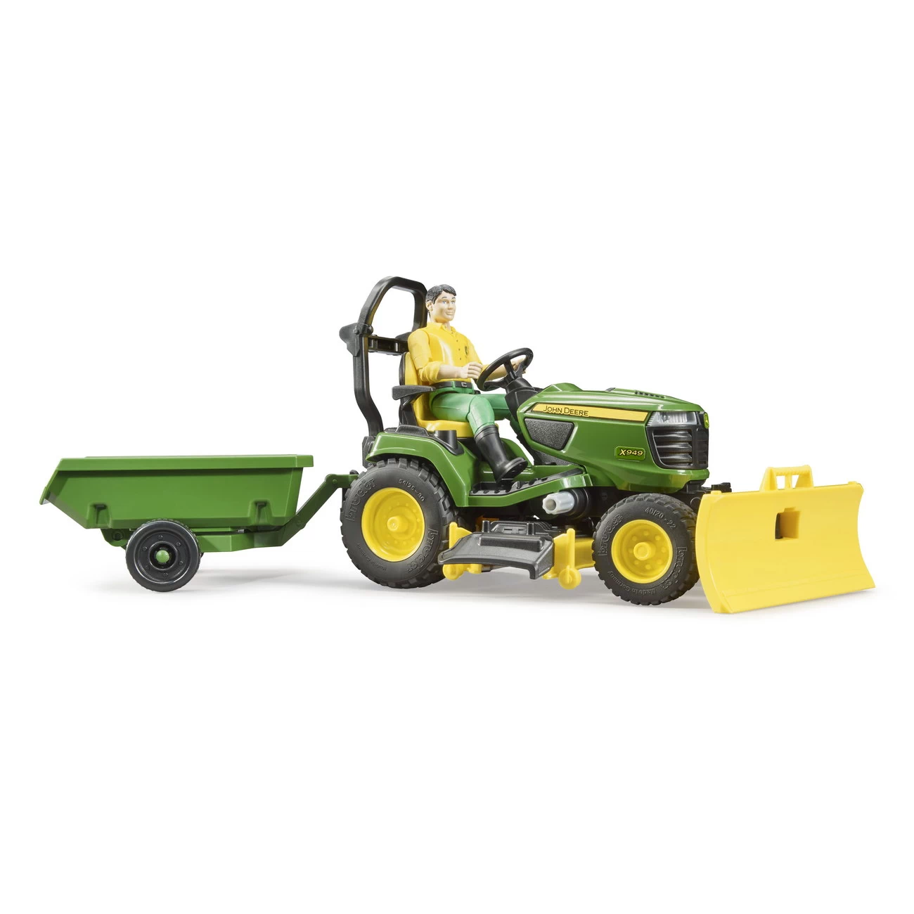 Bruder Bworld 62104 - John Deere Rasentraktor Mit Anhänger Und Gärtner